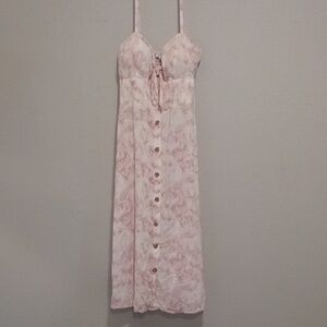 Pink whitewash dress, size L, spaghetti strap